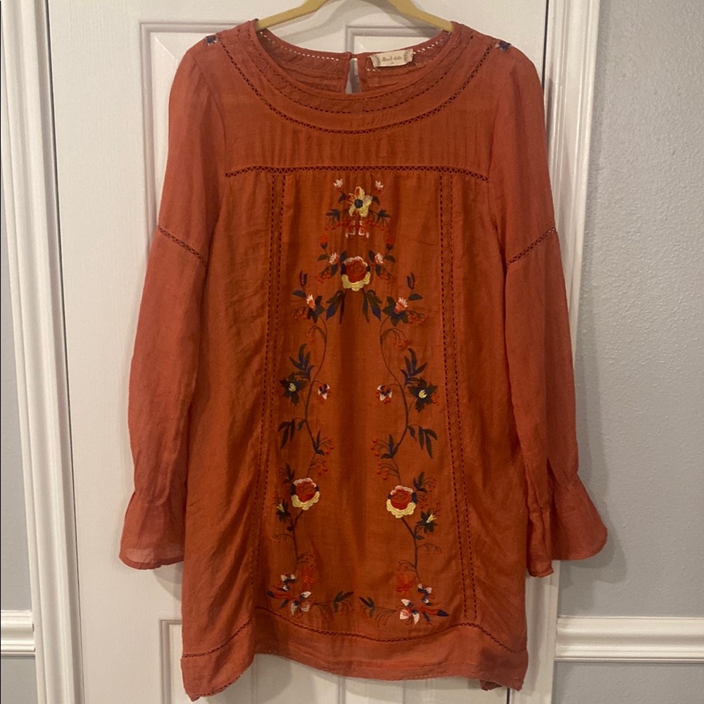 Altar'd State Orange Embroidered Dress